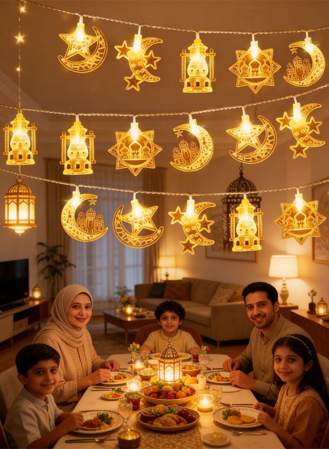 GZYIZHOU Ramadan Lights, 20 LEDs Moon and Star Lights 10FT Battery Operated String Lights Ramadan Decoration  for Home Eid Ramadan Decor, Warm White - Image 5